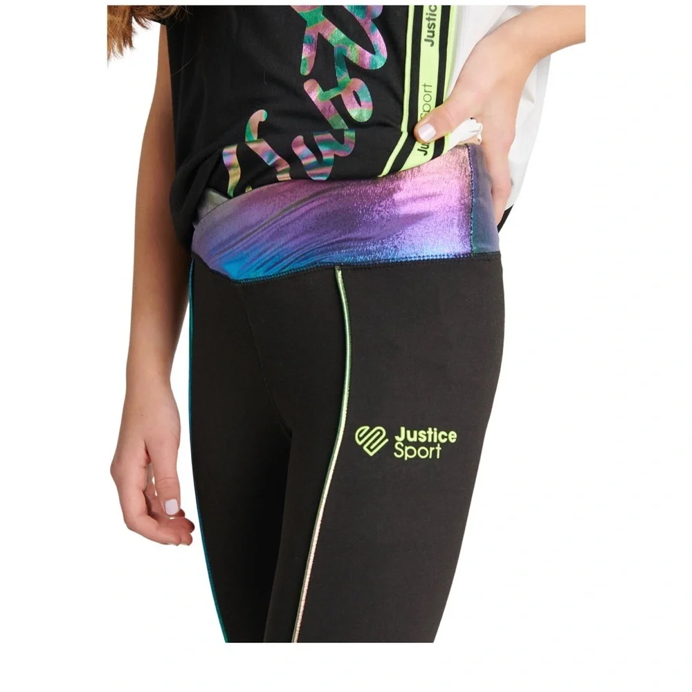 Girls’ J-Sport justice Cross Waistband Active 3-D printed logo Leggings size 10M